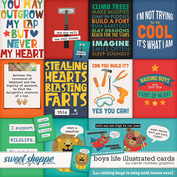 Boys Life Illustrated Cards by Clever Monkey Graphics