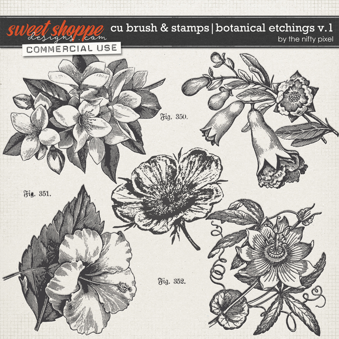 CU BRUSH & STAMPS | BOTANICAL ETCHINGS V.1 by The Nifty Pixel