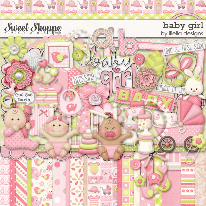 Sweet Baby Girl Digital Scrapbook Kit for Digital Scrapbooking and