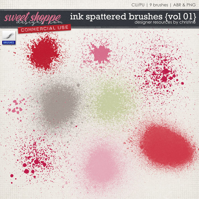 Ink Spattered Brushes {Vol 01} by Christine Mortimer
