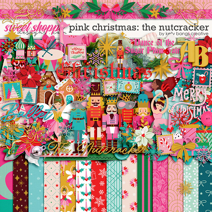 PINK NUTCRACKER: Christmas season scrapbooking paper collection with  beautiful powder pink designs | Pastel nutcracker Xmas decorative pages set  with